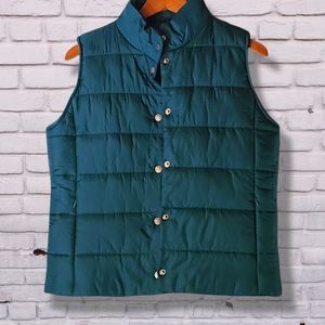 Daisy Feuntes Teal & Gold Snap Up Vest size Small